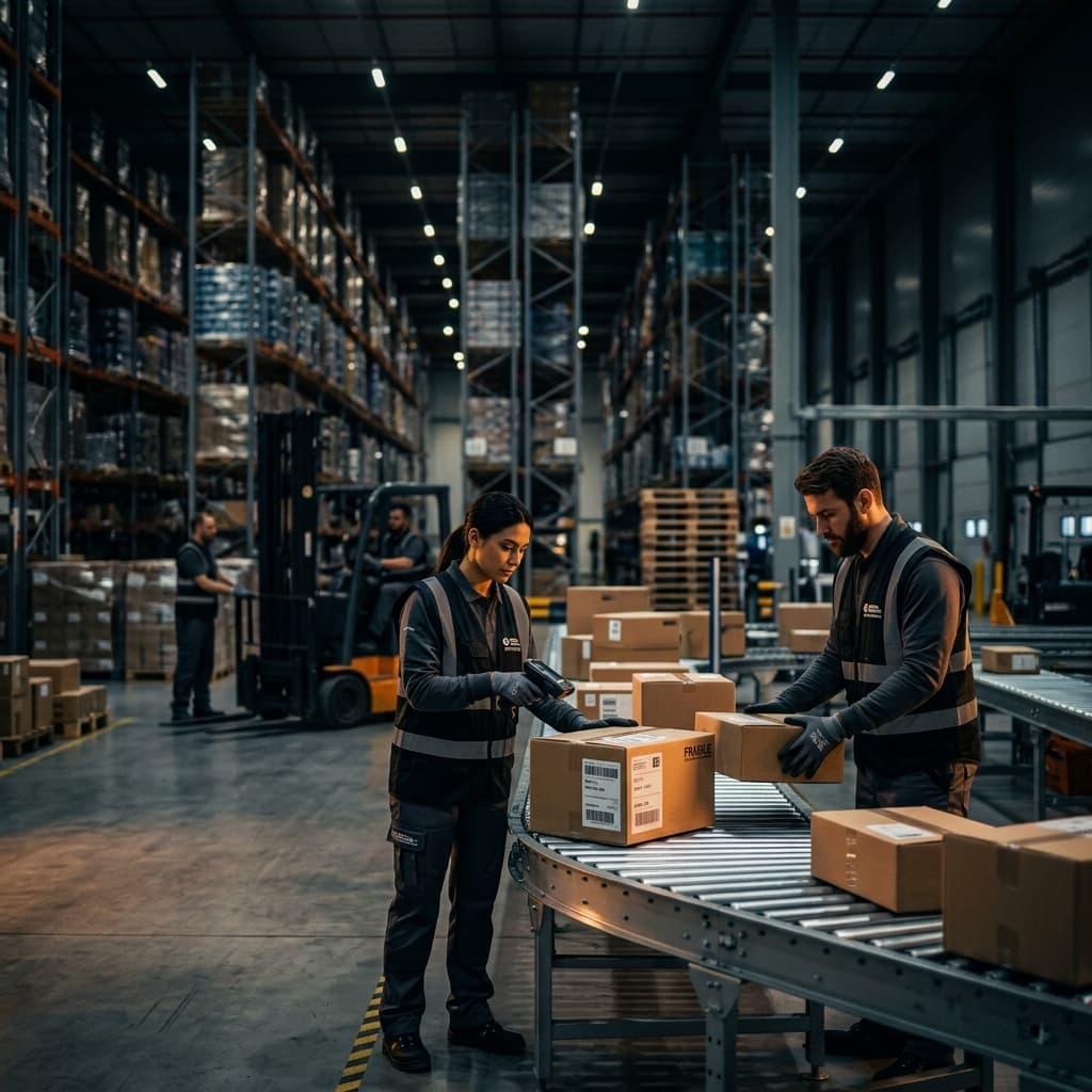 Delivery driver loading packages into a cargo van
